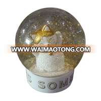 wholesale 100mm glass white figurine  cat animals snow globe